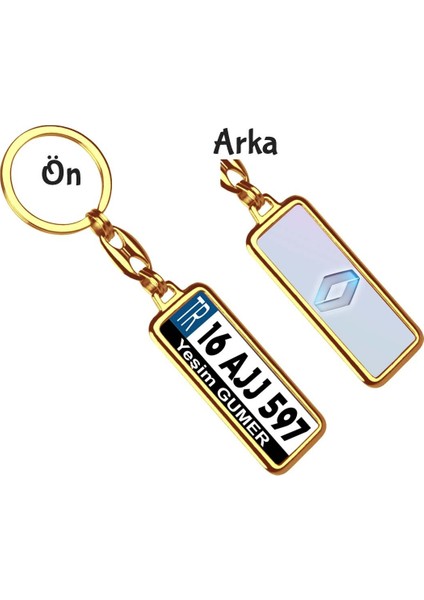 Kişiye Özel Renault 3D Logo Tema Plaka Anahtarlık