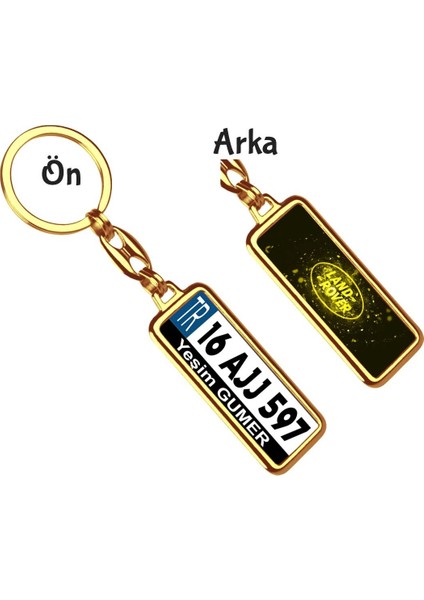 Kişiye Özel Land Rover Parıltı Sarı Logo Tema Plaka Anahtarlık