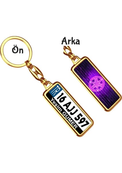 Kişiye Özel Yamaha Neon Mor Logo Tema Plaka Anahtarlık