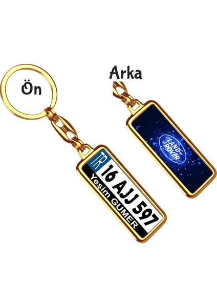 Kişiye Özel Land Rover Parıltı Koyu Mavi Logo Tema Plaka Anahtarlık