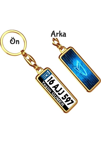 Kişiye Özel Daihatsu Neon Mavi Logo Tema Plaka Anahtarlık