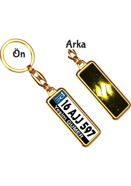 Kişiye Özel Suziki Parıltı Sarı Logo Tema Plaka Anahtarlık