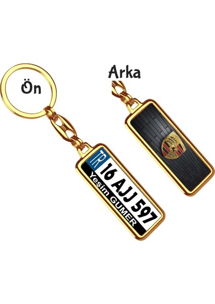 Kişiye Özel Porsche Vıp Logo Tema Plaka Anahtarlık