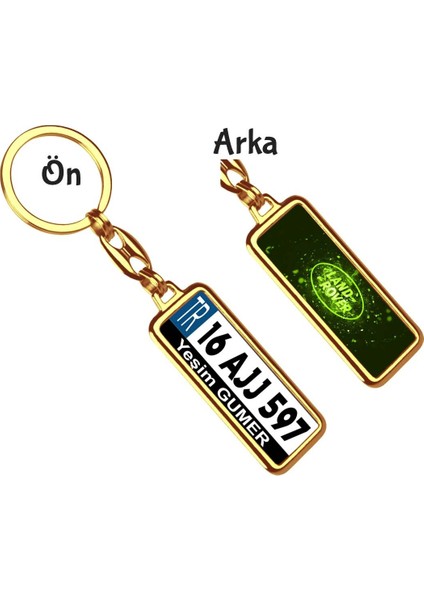 Kişiye Özel Land Rover Parıltı Yeşil Logo Tema Plaka Anahtarlık