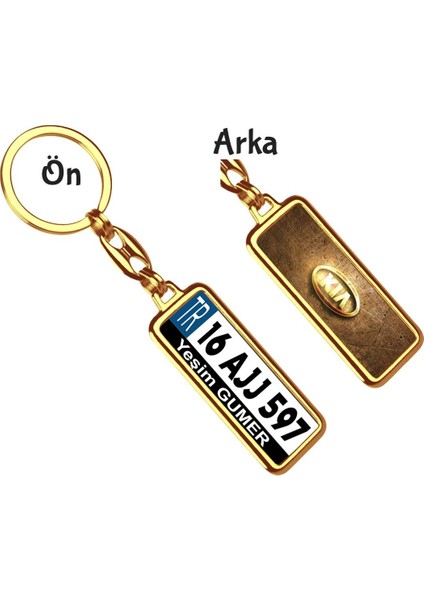 Kişiye Özel Kia Altın Parlama Logo Tema Plaka Anahtarlık
