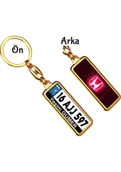 Kişiye Özel Honda Neon Lights Pembe Logo Tema Plaka Anahtarlık