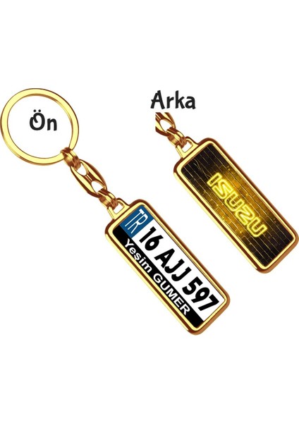 Kişiye Özel Isuzu Neon Sarı Logo Tema Plaka Anahtarlık