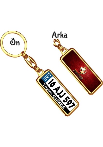 Kişiye Özel Ferrari Kırmızı Parlama Logo Tema Plaka Anahtarlık