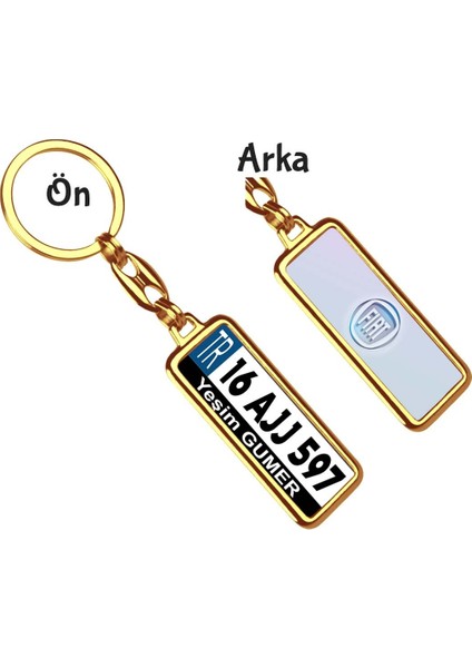 Kişiye Özel Fiat 3D Logo Tema Plaka Anahtarlık
