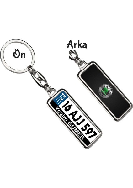 Kişiye Özel Skoda Fiber Logo Tema Plaka Anahtarlık