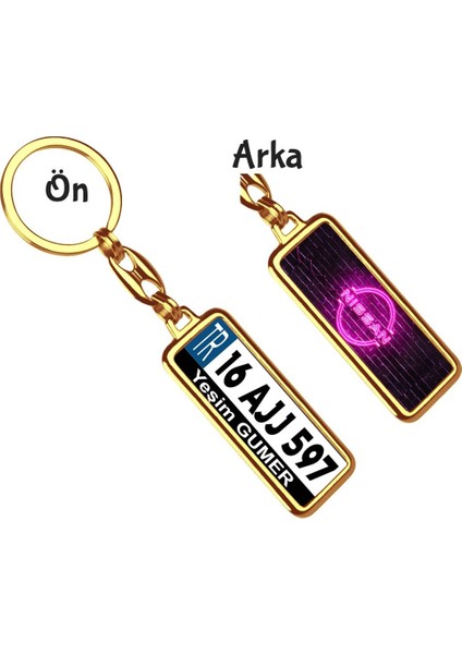 Kişiye Özel Mini Nissan Neon Pembe Logo Tema Plaka Anahtarlık