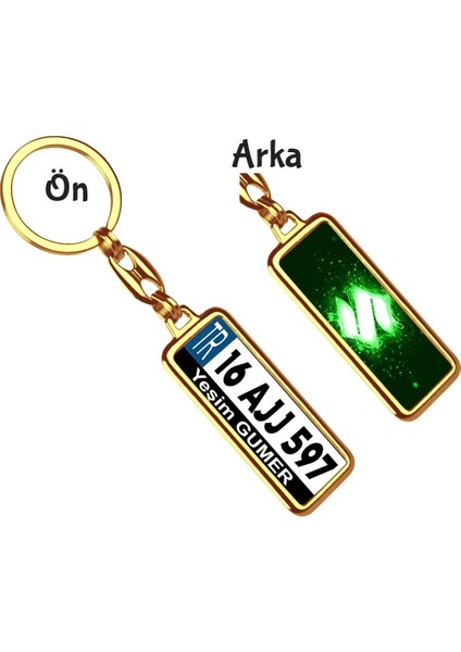 Kişiye Özel Suziki Parıltı Koyu Yeşil Logo Tema Plaka Anahtarlık