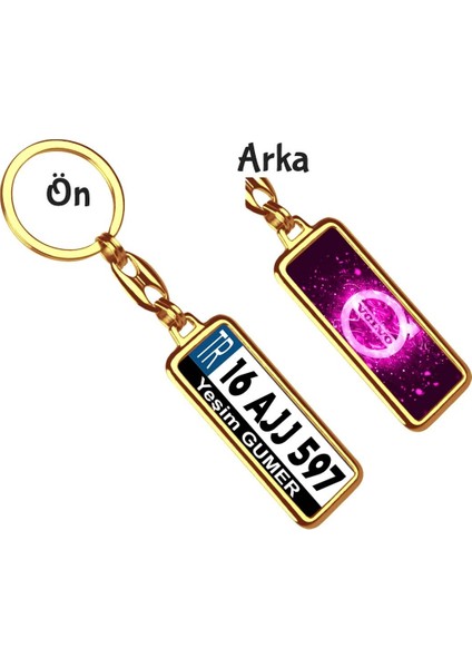 Kişiye Özel Volvo Parıltı Pembe Logo Tema Plaka Anahtarlık