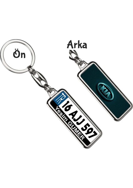 Kişiye Özel Kia Vıp Mavi Logo Tema Plaka Anahtarlık