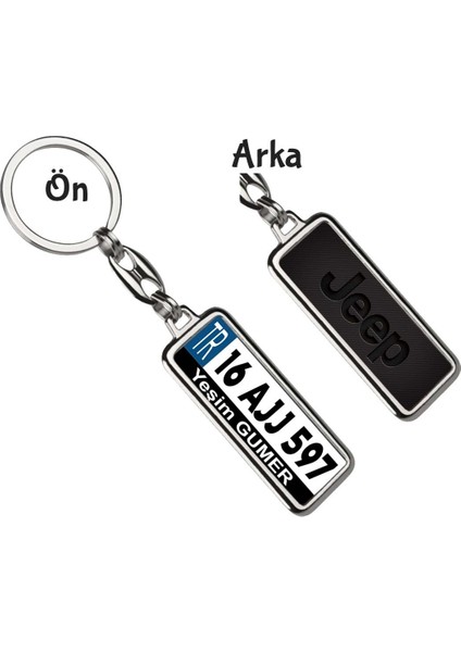 Kişiye Özel Jeep Karbon Logo Tema Plaka Anahtarlık