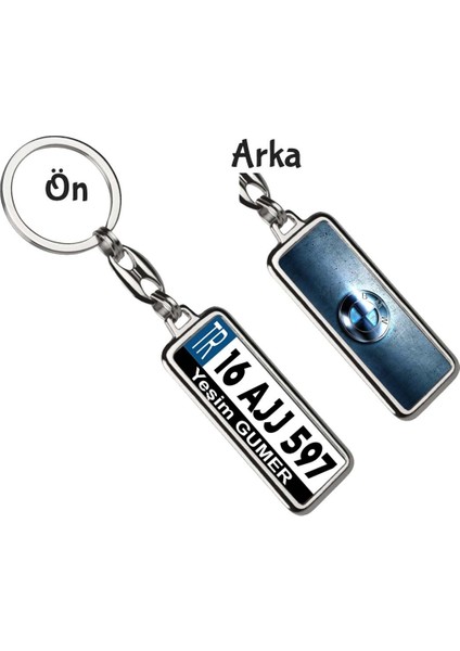 Kişiye Özel Bmw Mavi Parlama Logo Tema Plaka Anahtarlık