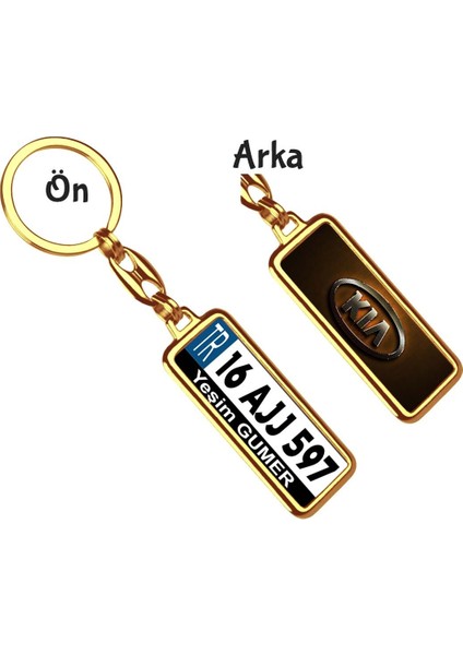 Kişiye Özel Kia Vıp Kahverengi Logo Tema Plaka Anahtarlık