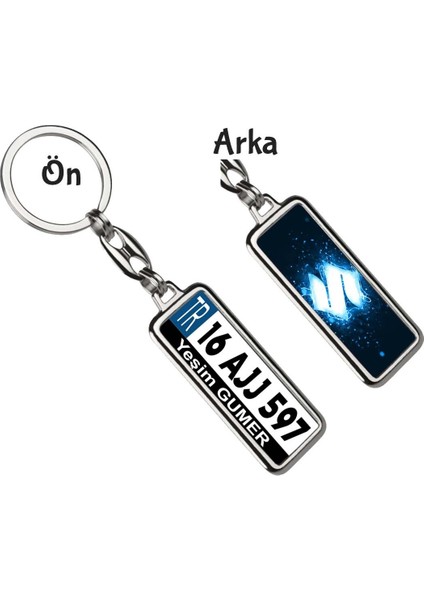 Kişiye Özel Suziki Parıltı Mavi Logo Tema Plaka Anahtarlık