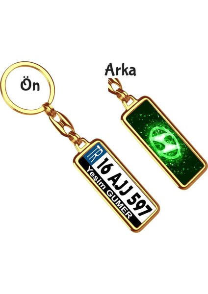 Kişiye Özel Hyundai Koyu Yeşil Parıltı Logo Tema Plaka Anahtarlık