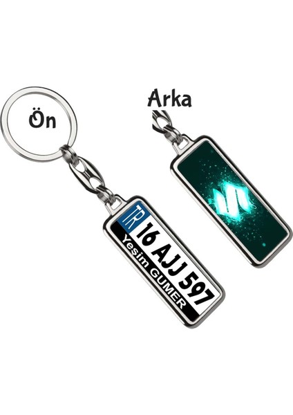 Kişiye Özel Suziki Parıltı Turkuaz Logo Tema Plaka Anahtarlık