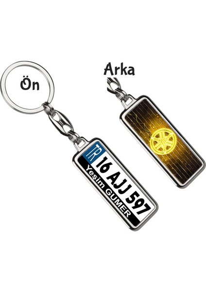 Kişiye Özel Yamaha Neon Sarı Logo Tema Plaka Anahtarlık