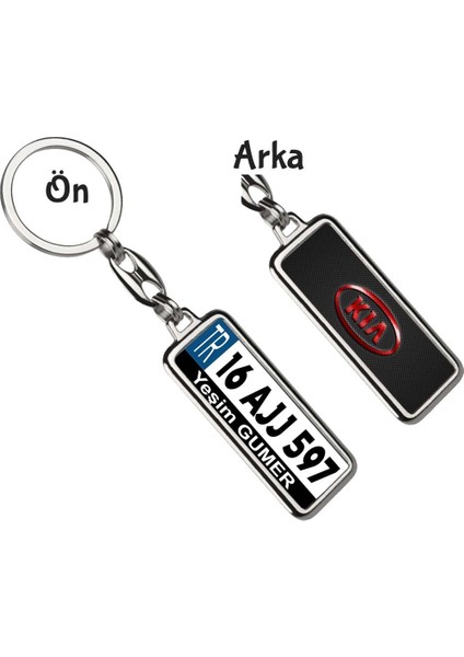 Kişiye Özel Kia Vıp Kırmızı Logo Tema Plaka Anahtarlık