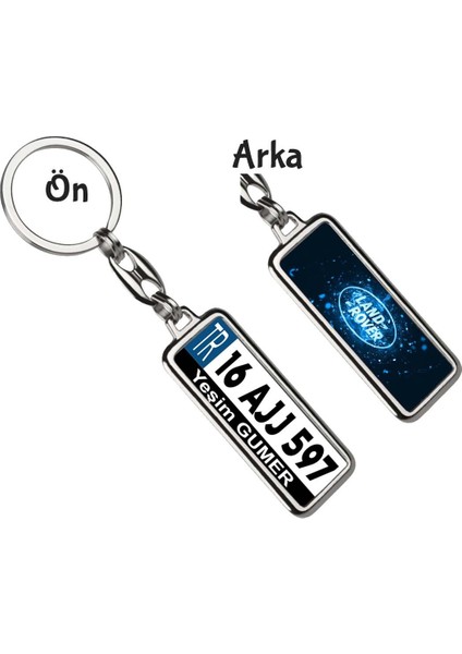 Kişiye Özel Land Rover Parıltı Mavi Logo Tema Plaka Anahtarlık