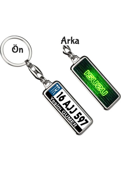 Kişiye Özel Isuzu Neon Yeşil Logo Tema Plaka Anahtarlık