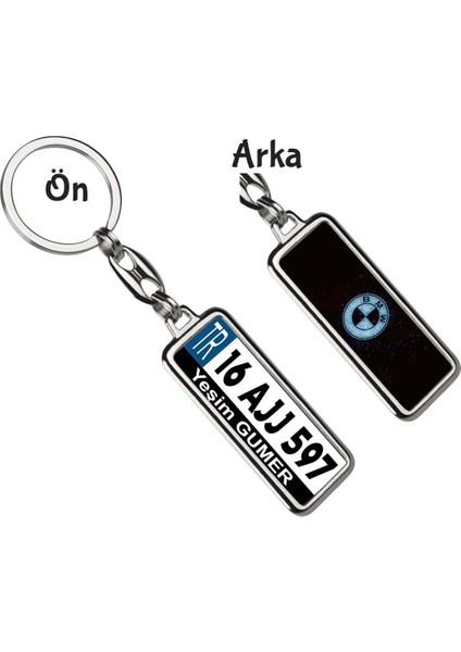 Kişiye Özel Bmw Simli Mavi Logo Tema Plaka Anahtarlık