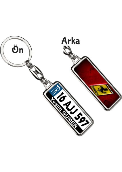 Kişiye Özel Ferrari Vip Logo Tema Plaka Anahtarlık