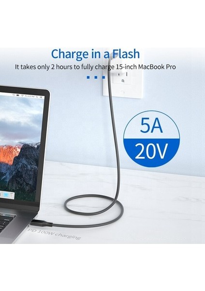 USB C Görüntü, Ses ve Data Kablosu, 1 Metre, USB 3.2, 10GBPS, 240W, 4K 144Hz, 4K 120Hz, 4K 60Hz, Hdr (CC14PD240W10)