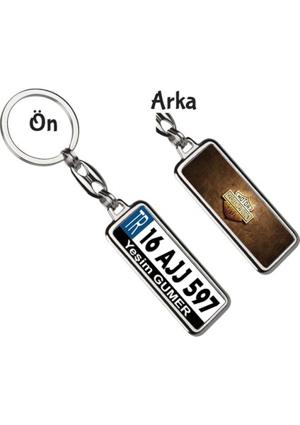 Kişiye Özel Harley Davidson Altın Vip Logo Tema Plaka Anahtarlık