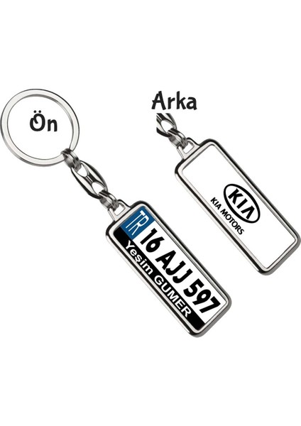 Kişiye Özel Kia Vektör Logo Tema Plaka Anahtarlık