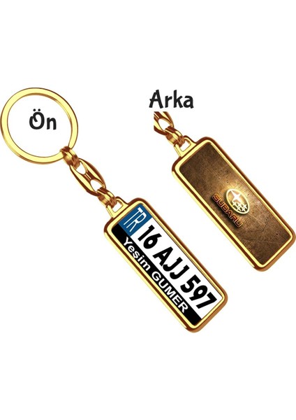 Kişiye Özel Subaru Altın Vıp Logo Tema Plaka Anahtarlık