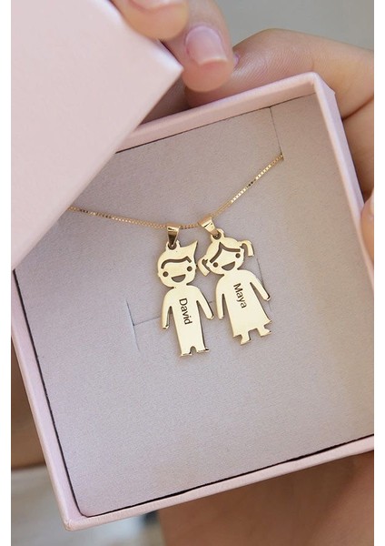 925 Ayar Kız Erkek Model Isimli Gümüş Hediyelik Kolye