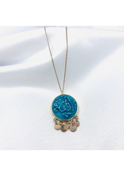Allah Yazılı Seramik Gümüş Kolye