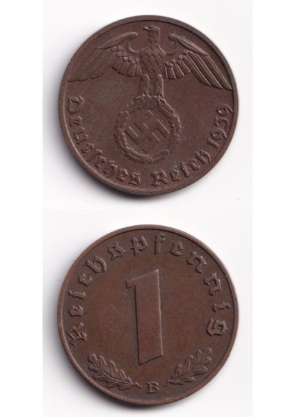 Benim Koleksiyonum Almanya (Nazi Almanyası) 1 Reichspfennig 1937-39, Çt/ççt Eski Madeni Para