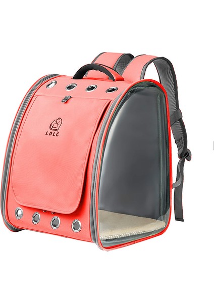 Ldlc QS-027 Şeffaf Pvc Oxford Bez Sırt Çantası Pet Köpek Kedi Omuzları Çanta Seyahat Pet Taşıyıcı - Pembe (Yurt Dışından)