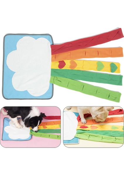 Gökkuşağı Şekilli Interaktif Bulmaca Besleme Mat Snuffle Mat 80 x 35 cm. Kedi Kipleri İçin Kedi Köpekler (Yurt Dışından)