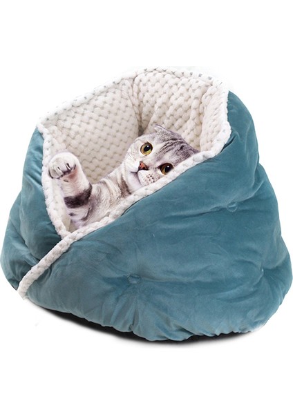 Kış Pet Isınma Yatak Köpek Yuvarlak Kedi Uyku Tulumu Peluş Yumuşak Sakinleştirici Yatak - Mavi (Yurt Dışından) fiyatları