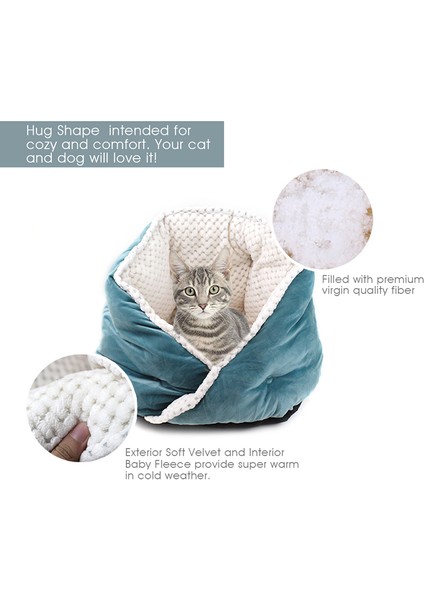 Kış Pet Isınma Yatak Köpek Yuvarlak Kedi Uyku Tulumu Peluş Yumuşak Sakinleştirici Yatak - Mavi (Yurt Dışından) indirimleri