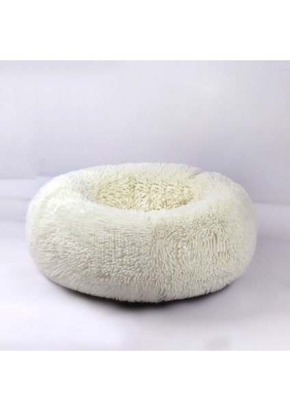 Köpek Yuvarlak Kedi Kış Sıcak Uyku Tulumu Peluş Yumuşak Pet Yatak Sakinleştirici Yatak 40 x 26 cm. - Beyaz (Yurt Dışından)