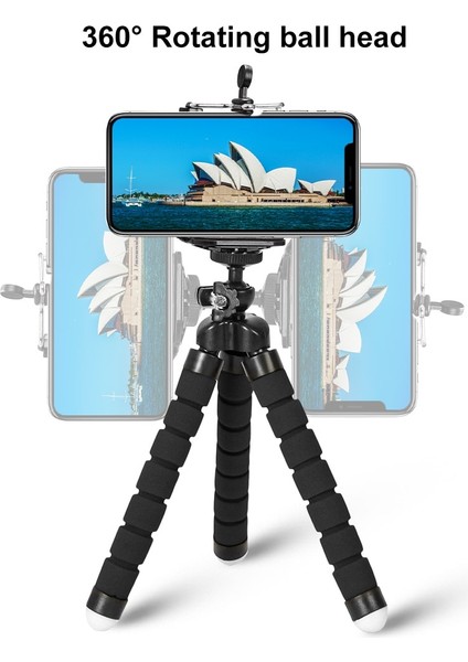 Esnek Süngerli Ahtapot Mini Tripod - Siyah (Yurt Dışından)