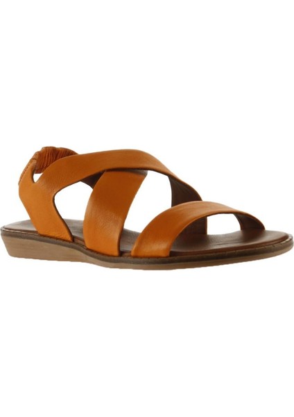 Turuncu Deri Kadın Düz Sandalet fiyatları