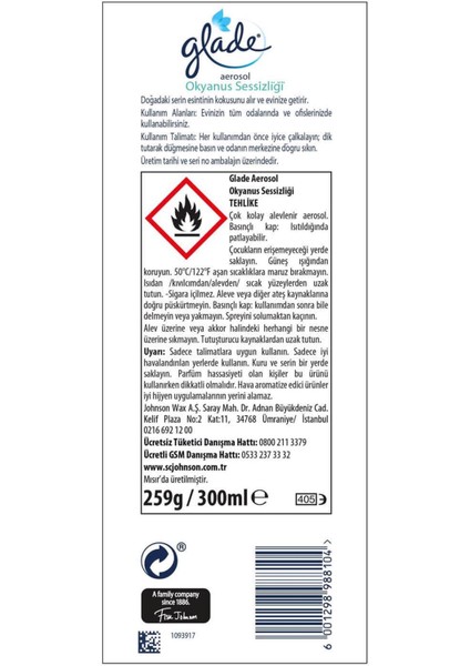 Aerosol Oda Kokusu Okyanus 300 ml
