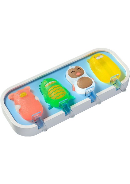 Dondurma Kalıp Yapışmaz 4 Kaviteler Silikon Dıy Karikatür Popsicle Kalıp (Yurt Dışından)