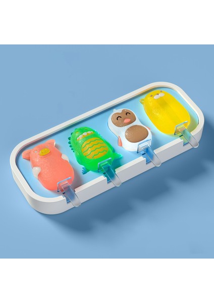 Dondurma Kalıp Yapışmaz 4 Kaviteler Silikon Dıy Karikatür Popsicle Kalıp (Yurt Dışından) modelleri