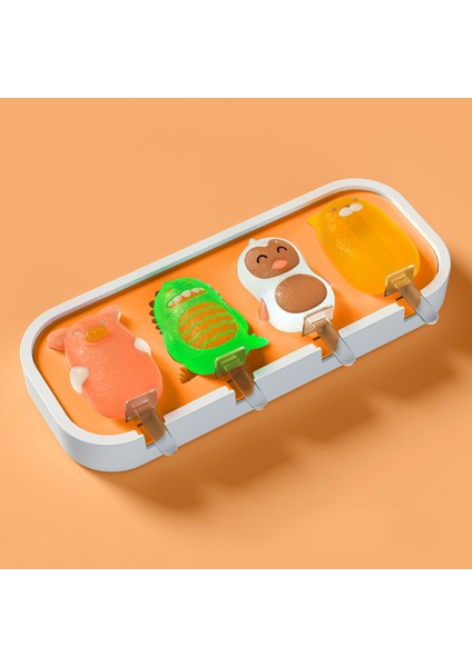 Dondurma Kalıp Yapışmaz 4 Kaviteler Silikon Dıy Karikatür Popsicle Kalıp (Yurt Dışından) fiyatları