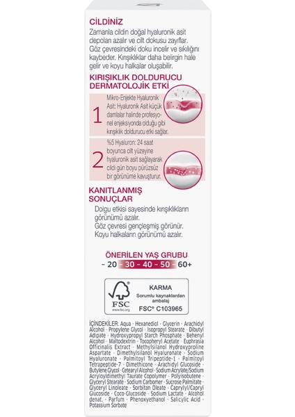 Lift + Superfiller Göz Çevresi Kremi 15 ML