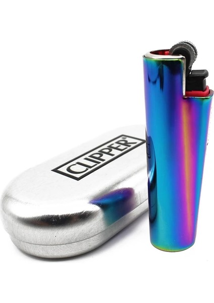 Clipper Metal Gökkuşağı Renkli Çakmak